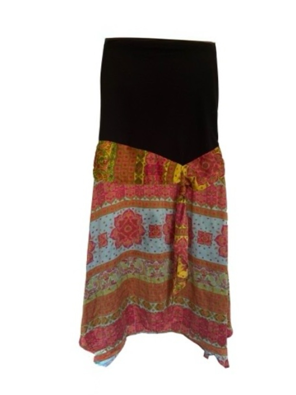 Boston Proper Black top euro scarf bottom  Boho strapless  dress